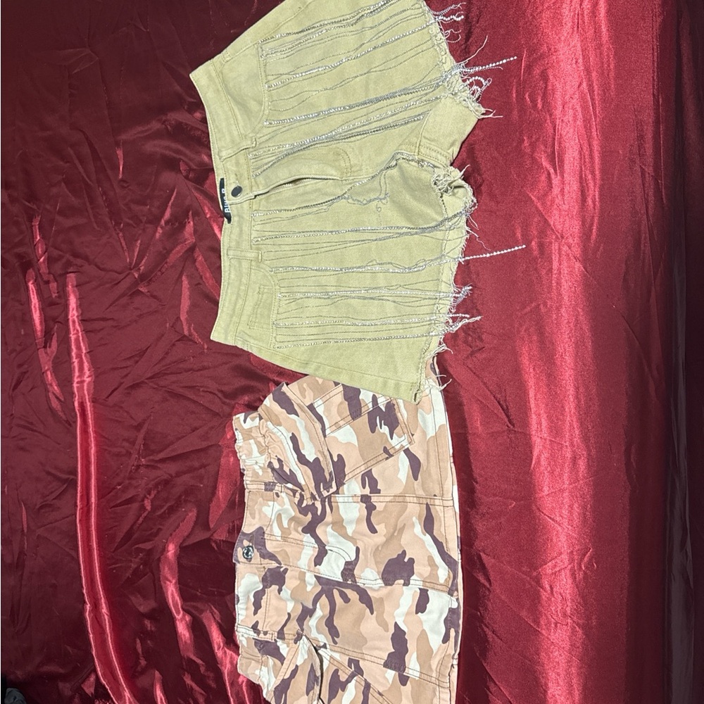 Forever 21 Frayed Olive and Camo Mini Skirts